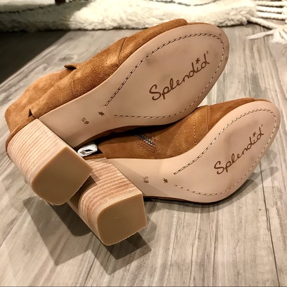 NWOB Splendid Darlene Suede Peep Toe Booties - Picture 6 of 6